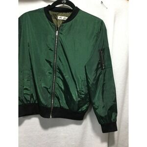 PartySu Green Bomber Jacket Lightweight Zip Up Casual Mens‎ Womens M